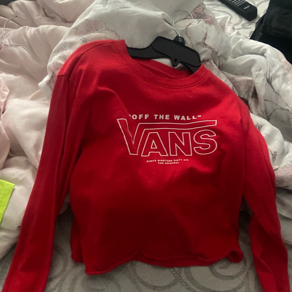 long sleeved red crop top